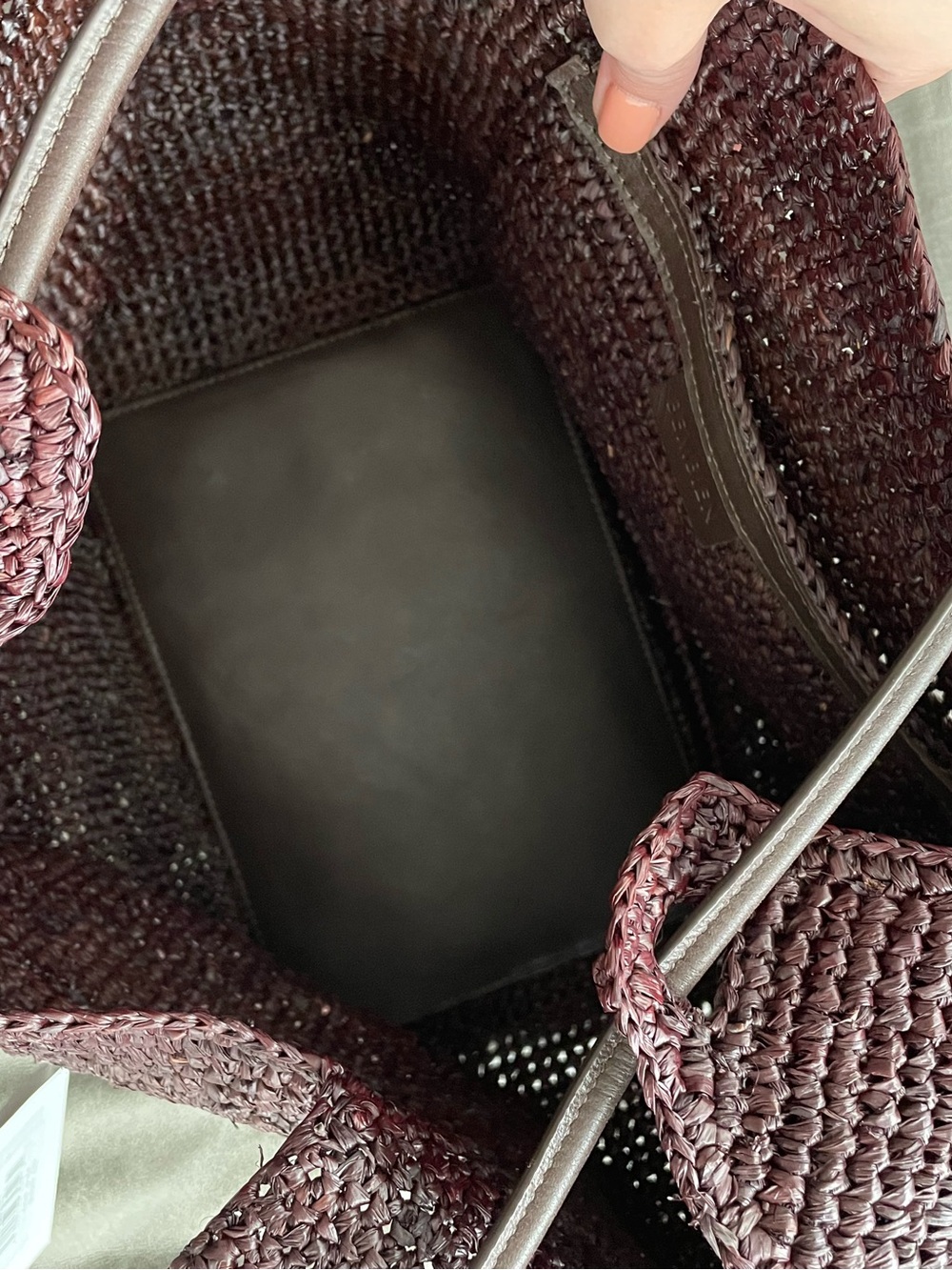 NWT Bembien Amaya Tote Bag in Dark Brown Raffia with Leather Straps - Picture 9 of 9
